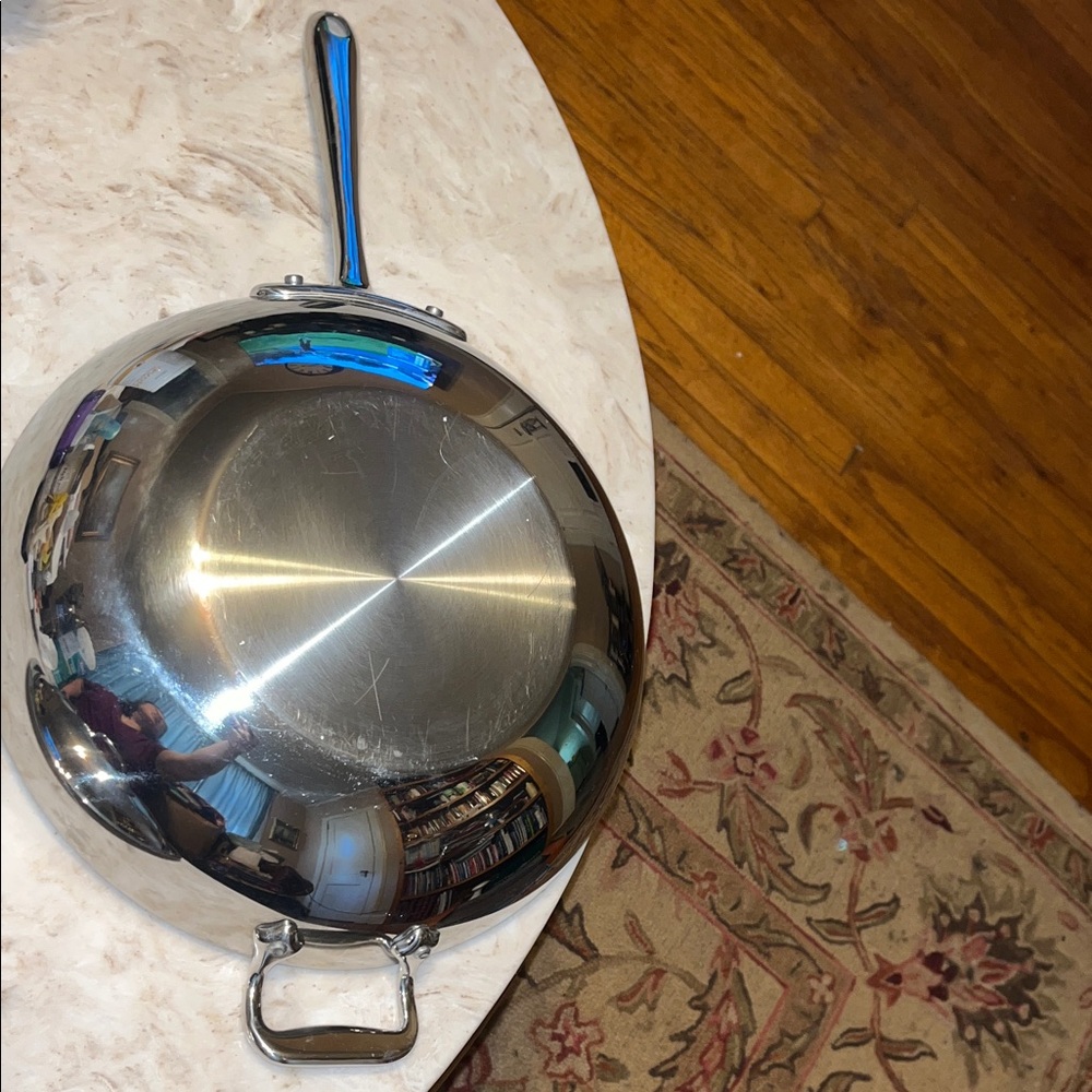 Polished Stainless Steel 12” Wok Pan with Lid - Picture 5 of 6